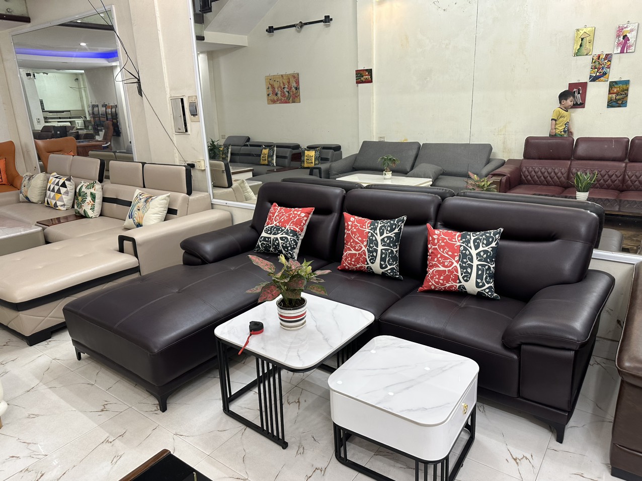 Sofa góc da cleo giá rẻ